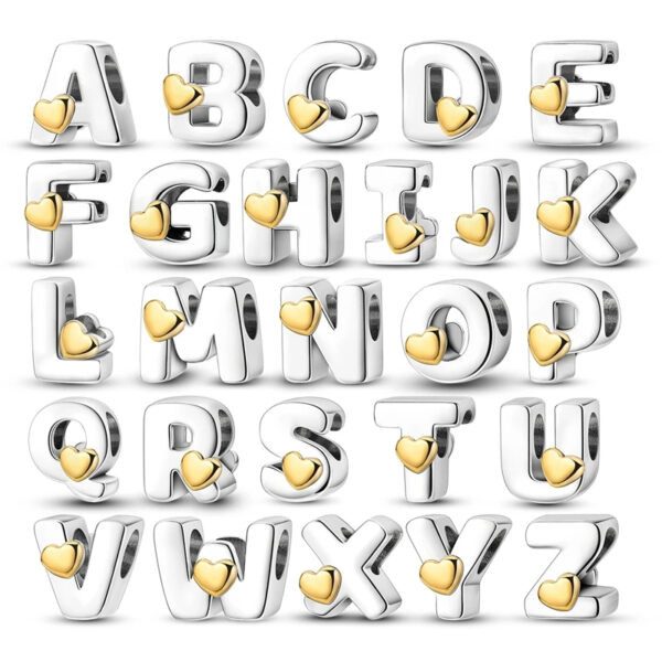 Authentic Capital letters A to Z Charm 925 Sterling Silver Women Bracelet Charm
