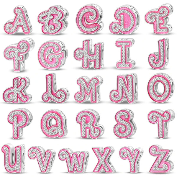 Authentic Capital letters A to Z Charm 925 Sterling Silver Women Bracelet Charm