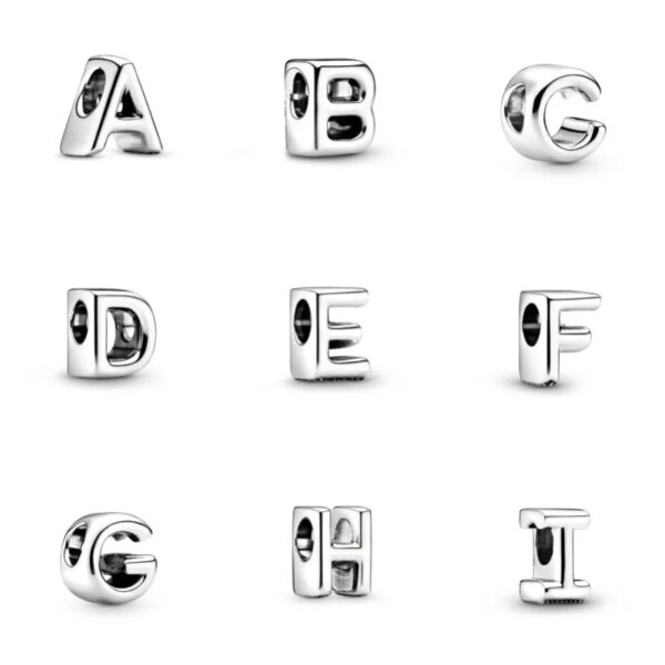Authentic Capital letters A to Z Charm 925 Sterling Silver Women Bracelet Charm - Image 2