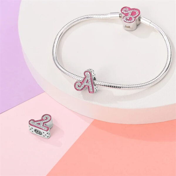 Authentic Capital letters A to Z Charm 925 Sterling Silver Women Bracelet Charm - Image 2