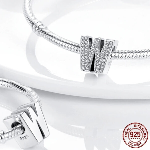 Authentic Capital letters A to Z Charm 925 Sterling Silver Women Bracelet Charm - Image 3