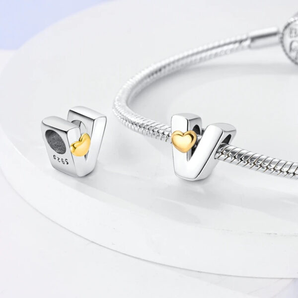 Authentic Capital letters A to Z Charm 925 Sterling Silver Women Bracelet Charm - Image 3