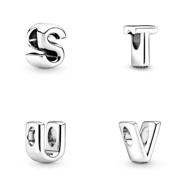 Authentic Capital letters A to Z Charm 925 Sterling Silver Women Bracelet Charm - Image 4