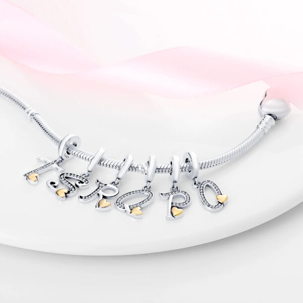 Authentic Capital letters A to Z Charm 925 Sterling Silver Women Bracelet Charm - Image 4