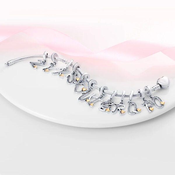 Authentic Capital letters A to Z Charm 925 Sterling Silver Women Bracelet Charm - Image 5