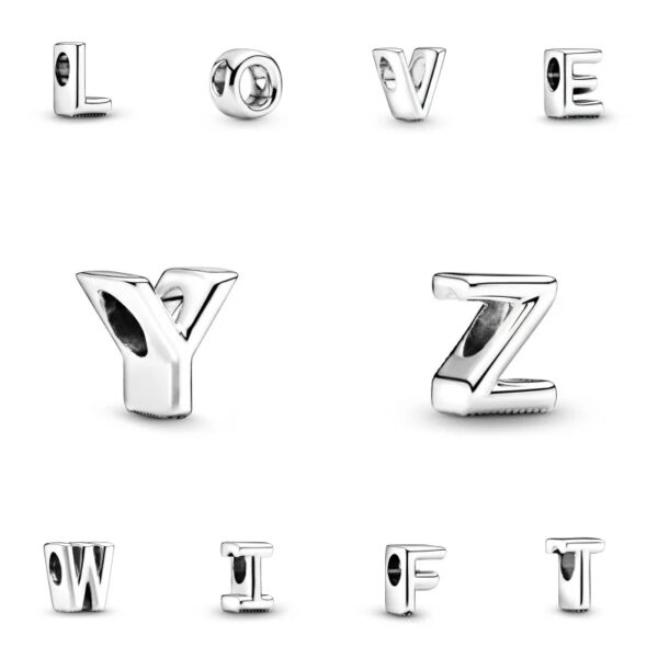 Authentic Capital letters A to Z Charm 925 Sterling Silver Women Bracelet Charm - Image 6